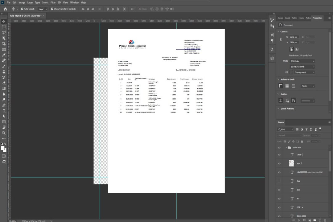 Bangladesh Prime Bank Limited relevé de compte Modèle Word et PDF, version 2 template